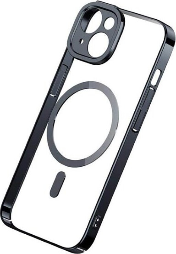 Glitter Transparent Magnetic Case and Tempered Glass set for iPhone 14 Plus (black)