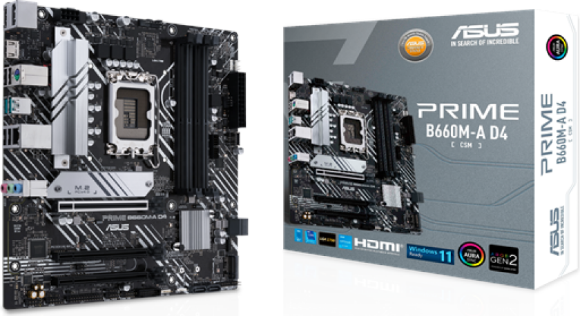 PRIME B660M-A D4-CSM Hovedkort - Intel B660 - Intel LGA1700 socket - DDR4 RAM - Micro-ATX