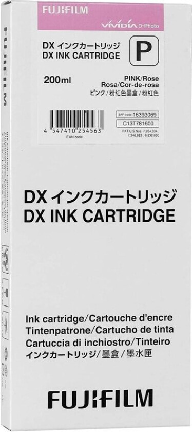 DX Ink Cartridge 200 ml pink - Blekkpatron Pink