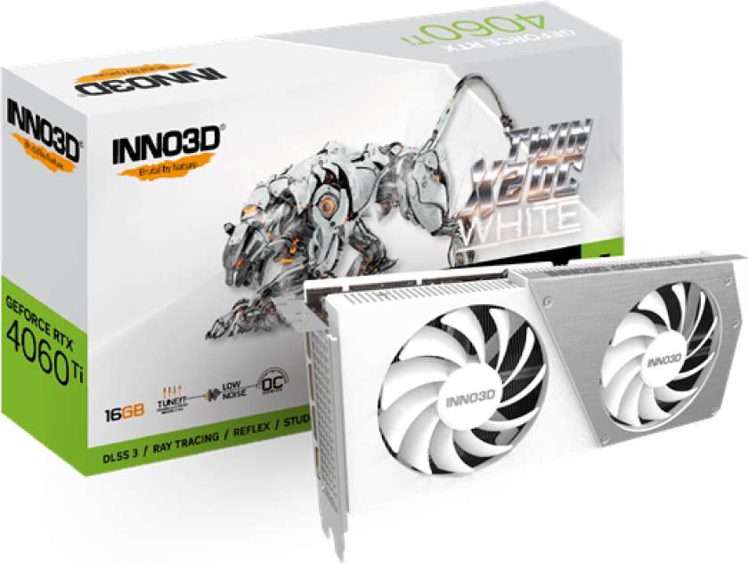 GeForce RTX 4060 Ti Twin X2 OC White - 16GB GDDR6 RAM - Grafikkort