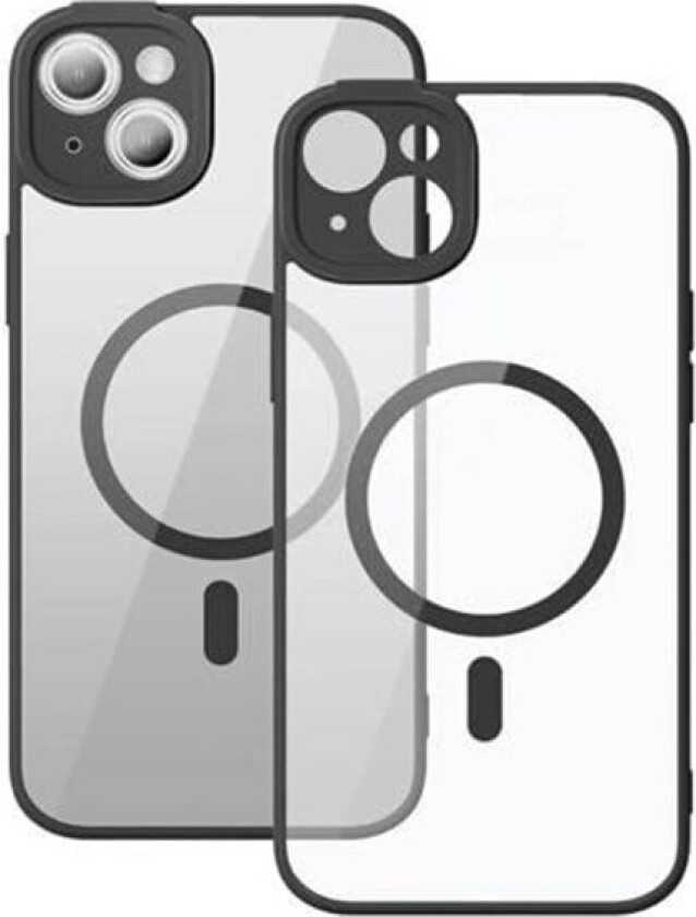 Frame Transparent Magnetic Case and Tempered Glass set for iPhone 14 Plus (black)
