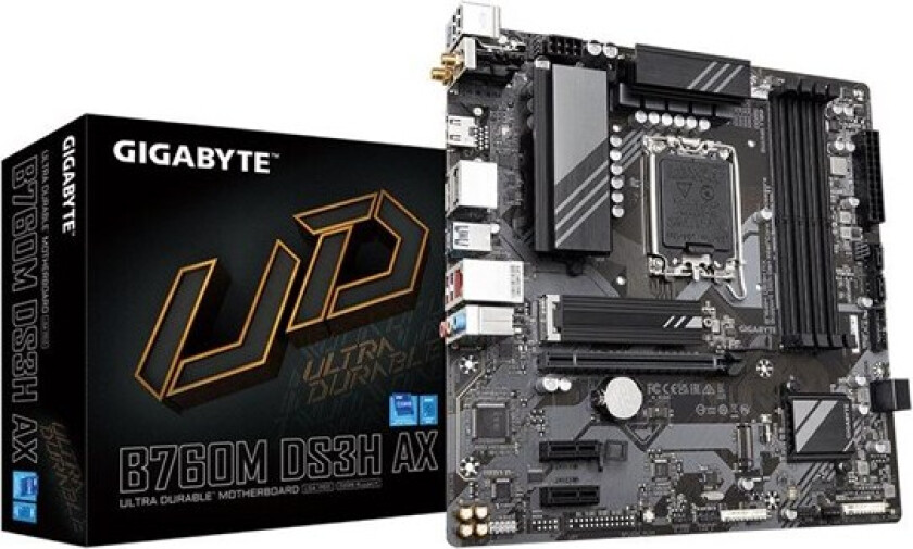 B760M DS3H AX Hovedkort - Intel B760 - Intel LGA1700 socket - DDR5 RAM - Micro-ATX