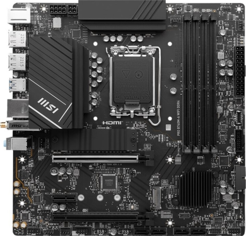 PRO B760M-A WIFI - motherboard - micro ATX - LGA1700 Socket - B760 Hovedkort - Intel B760 - Intel LGA1700 socket - DDR5 RAM - Micro-ATX
