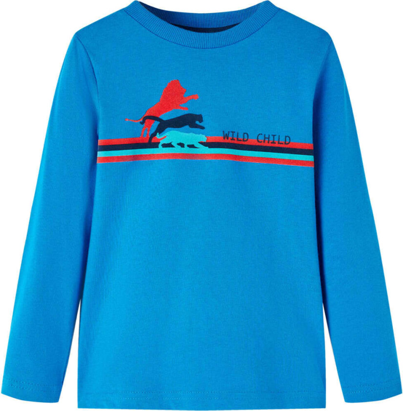 T-skjorte for barn med lange ermer koboltblå 140