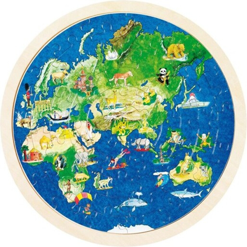 Double Sided Wooden Puzzle - Globe 57pcs. Tre