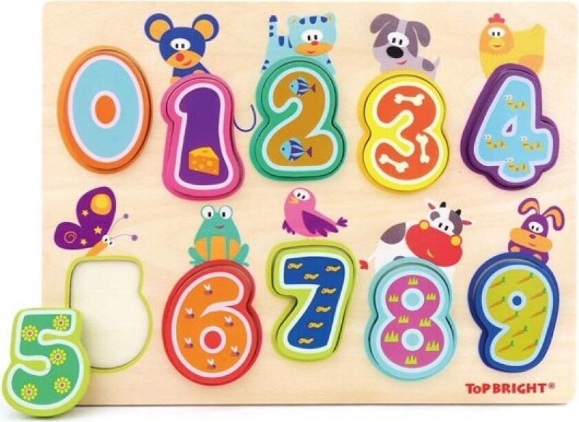 Wooden Puzzle Animals and Numbers 10pcs. Tre
