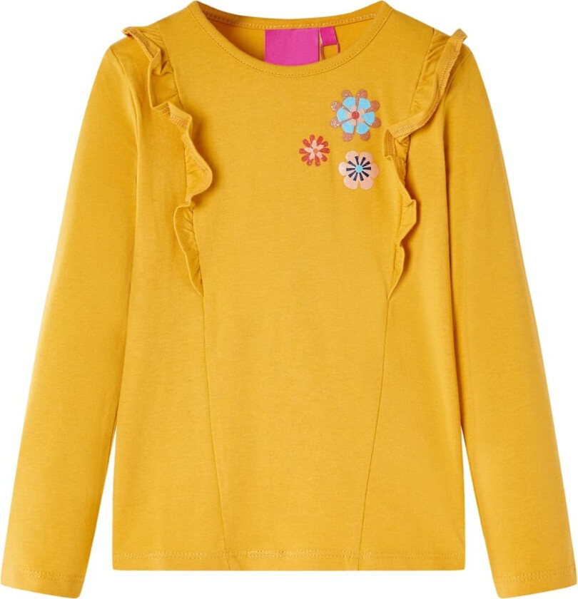 T-skjorte for barn med lange ermer mørkeoker 104