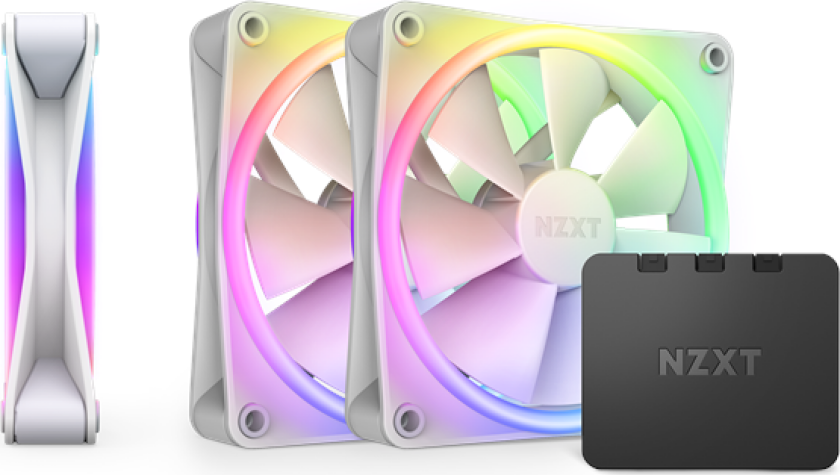F120 RGB DUO 3-pack & RGB Controller - White - Kabinettvifte - 120mm - Hvit med RGB-lys - 29 dBA