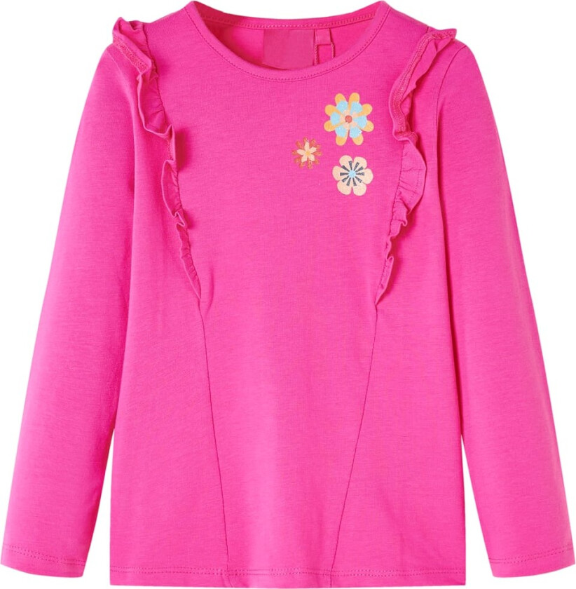 T-skjorte for barn med lange ermer mørkerosa 104