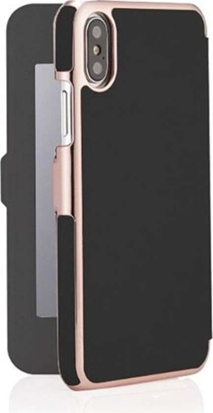Slim Wallet Mirror for iPhone XR - Black/Rose Gold