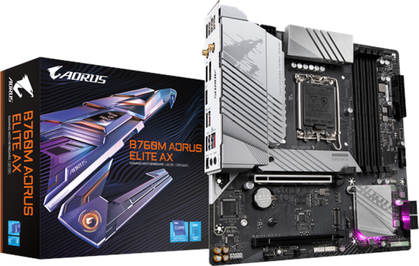 B760M AORUS ELITE AX Hovedkort - Intel B760 - Intel LGA1700 socket - DDR5 RAM - Micro-ATX