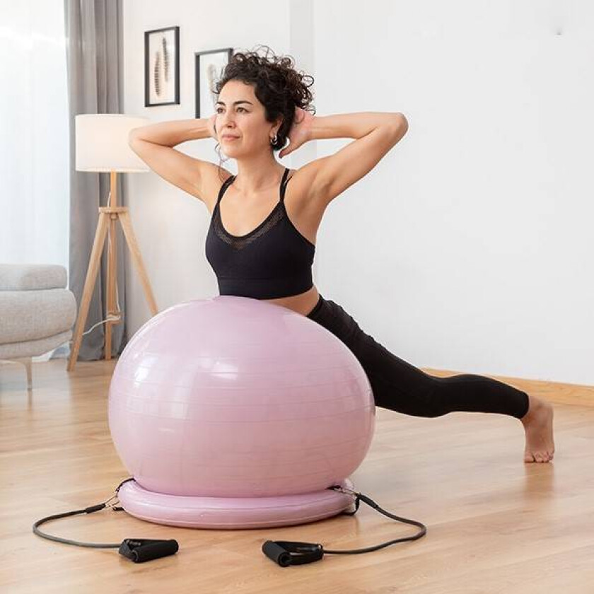 Yogaball med stabilitetsring og motstandsbånd Ashtanball