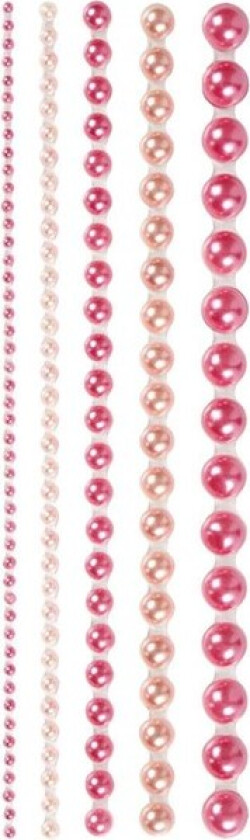 Half Adhesive Pearls Pink 2-8mm 140pcs.