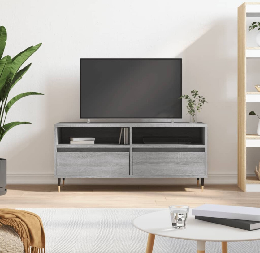 TV-benk grå sonoma 100x34,5x44,5 cm konstruert tre