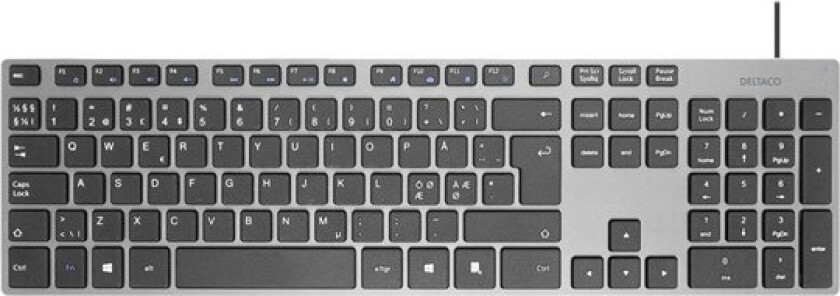 Wired Keyboard Slim Design Dark Grey - Tastatur - Nordisk - Grå