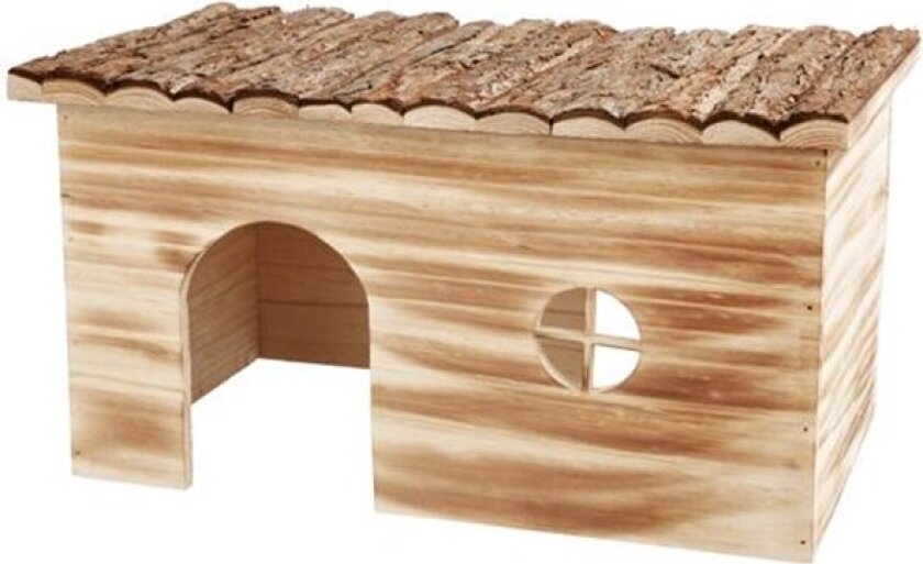 Bilde av Grete house 2 exits rabbits bark wood/flamed 45 × 24 × 28 cm