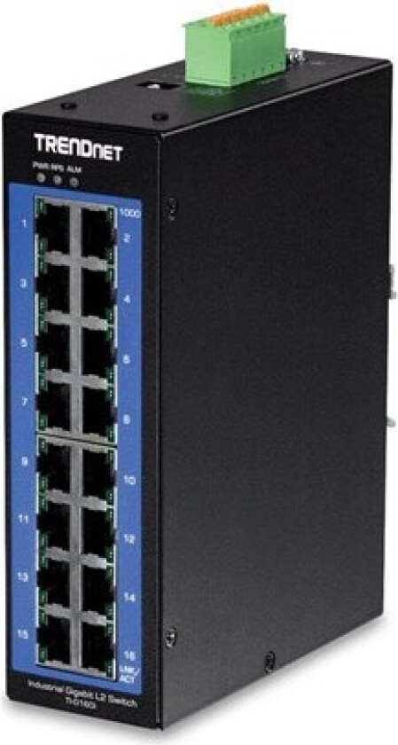 TI-G160i 16-Port Industrial Gigabit L2 Managed DIN-Rail Switch
