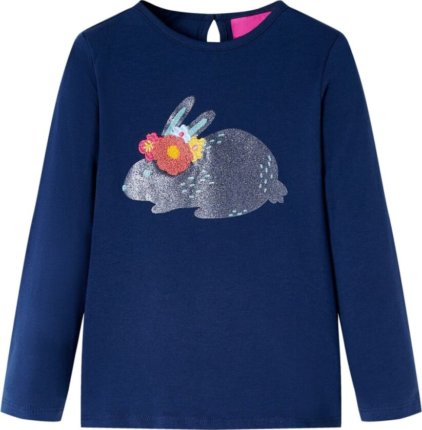 T-skjorte for barn med lange ermer marineblå 116