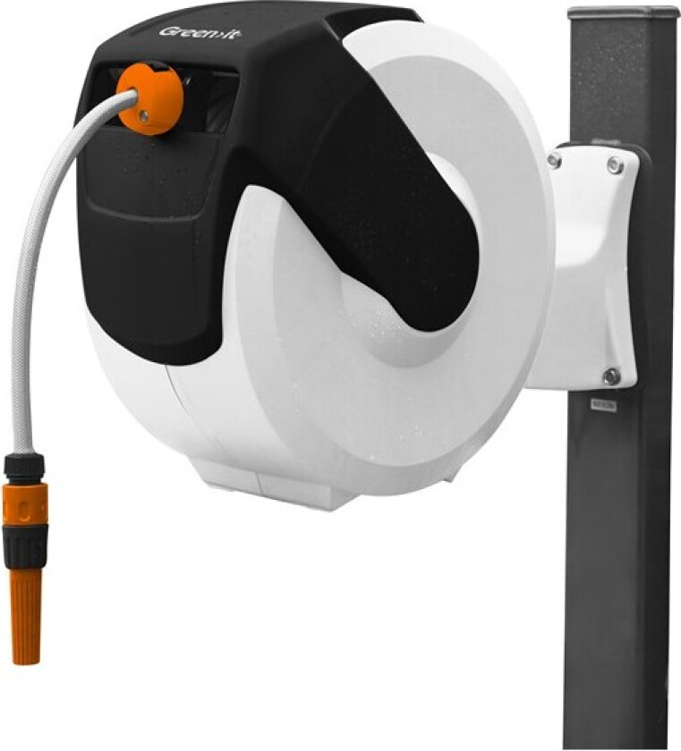 Slangetrommel med 35 m slange med automatisk opprulling