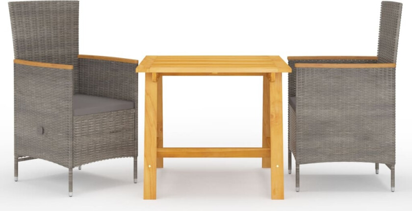 Utendørs spisestue 3 deler grå
