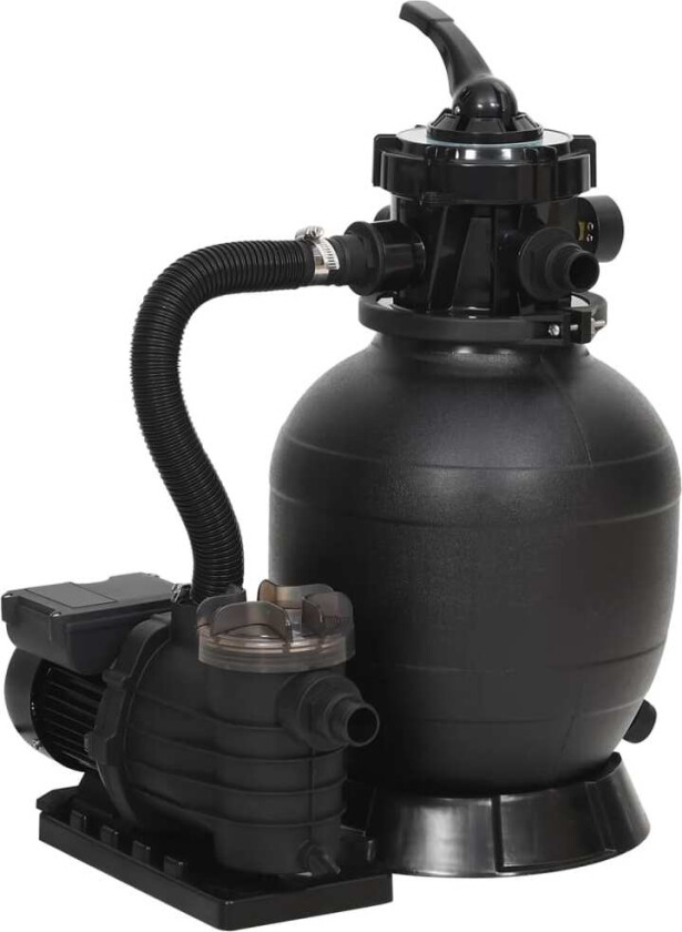 Bassengsandfilter med forfilter svart