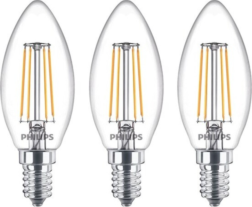 LED-lyspære Classic Candle 4,3W/827 (40W) Clear 3-pack E14