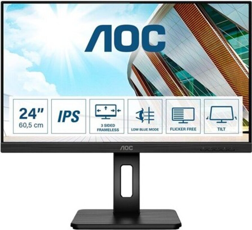 24" AOC Q24P2Q QHD 75Hz Speakers - 4 ms - Skjerm