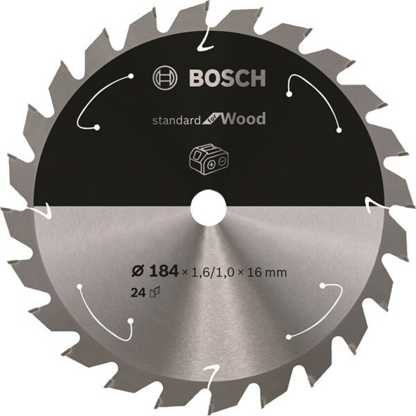 Standard for Wood-sirkelsagblad for batteridrevne sager 184x1,6/1x16 T24