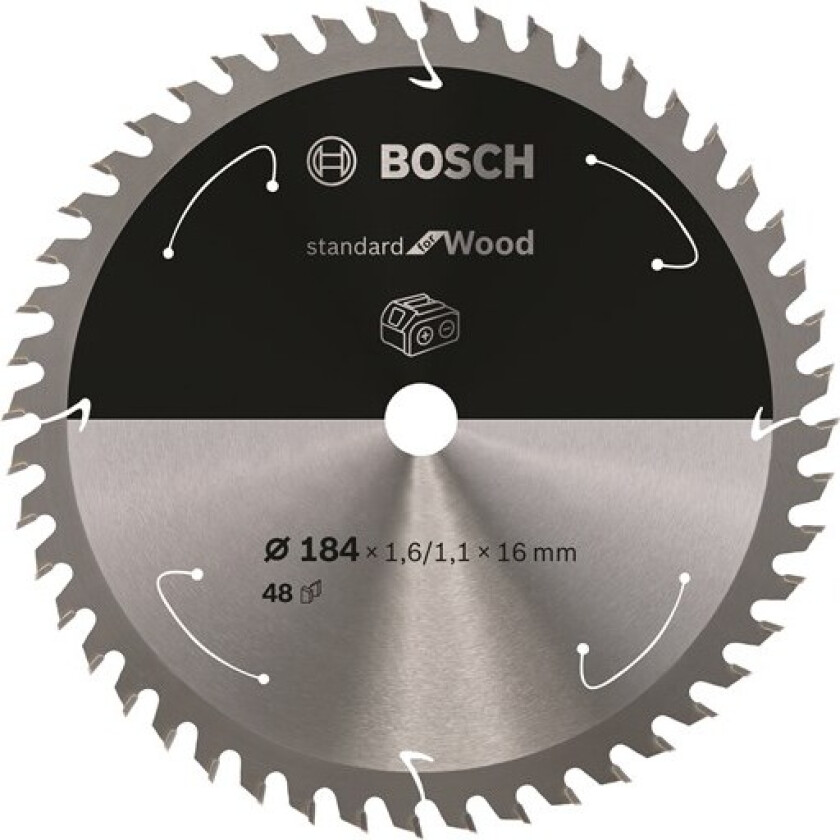 Standard for Wood-sirkelsagblad for batteridrevne sager 184x1,6/1,1x16 T48