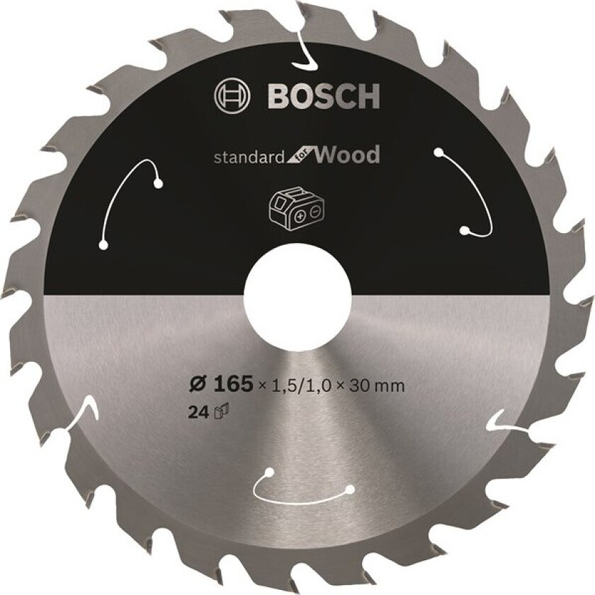 Standard for Wood-sirkelsagblad for batteridrevne sager 165x1,5/1x30 T24