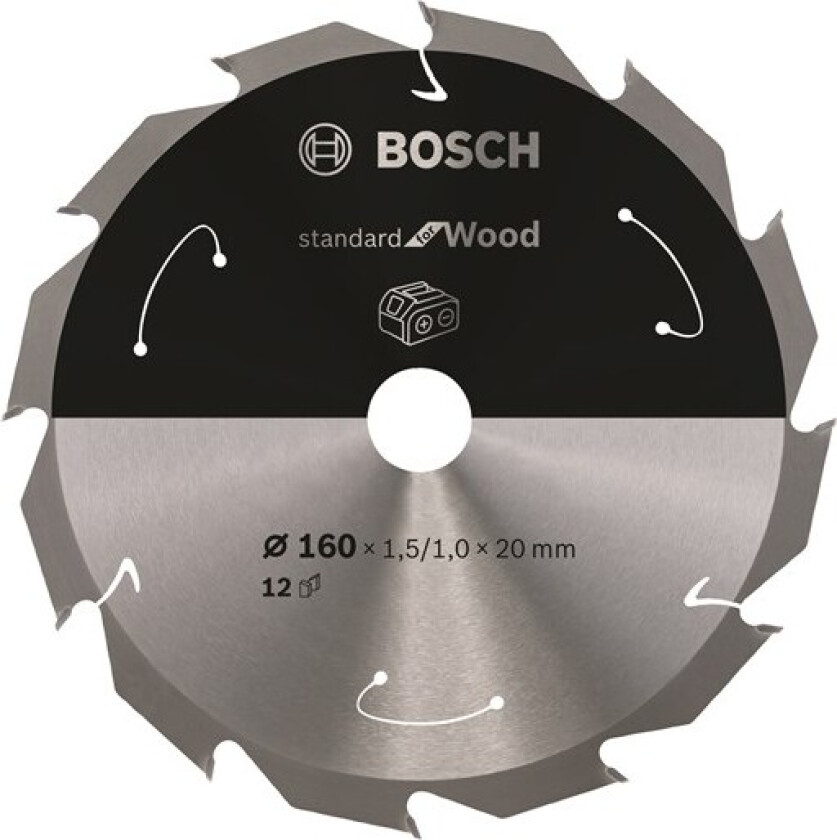 Standard for Wood-sirkelsagblad for batteridrevne sager 160x1,5/1x20 T12