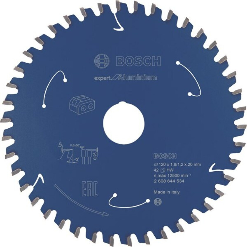 Expert for Aluminium-sirkelsagblader for batteridrevne sager 120x1,8/1,2x20 T42