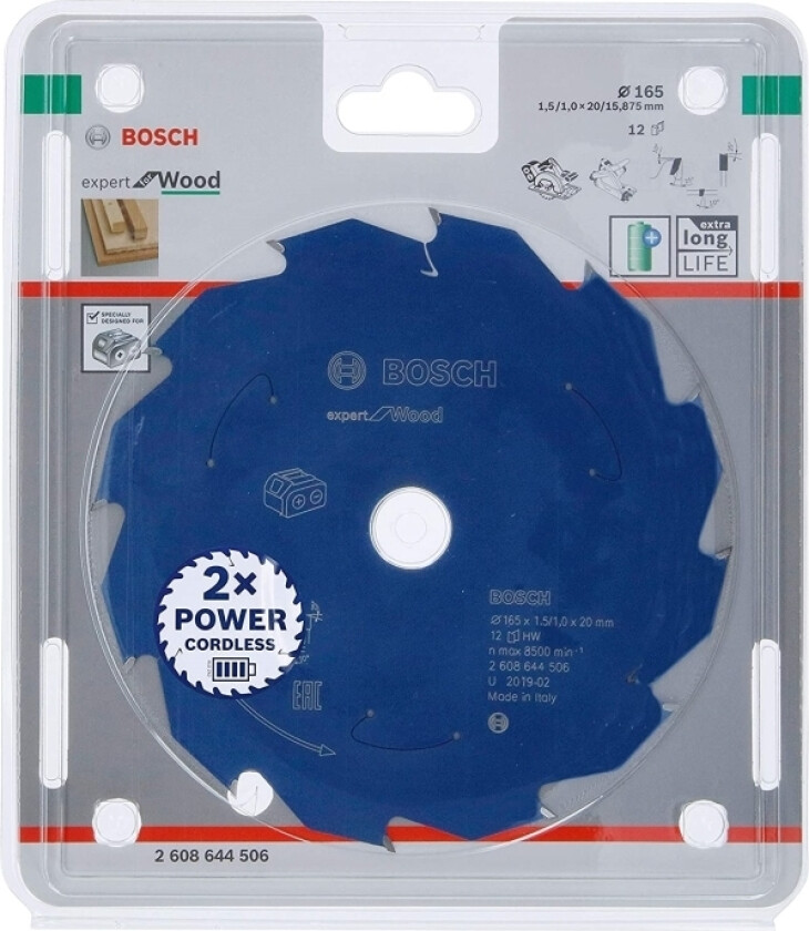 Expert for Wood-sirkelsagblad for batteridrevne sager 165x1,5/1x20 T12