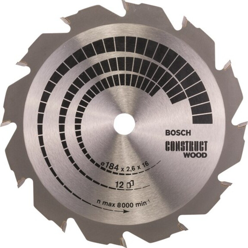 Sirkelsagblad Construct Wood 184 x 16 x 2,6 mm; 12