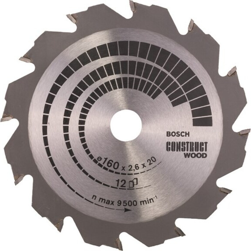 Sirkelsagblad Construct Wood 160 x 20/16 x 2,6 mm; 12