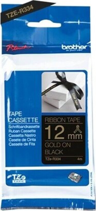 TZe R334 - Gold On Black - Roll (1.2 cm x 4 m)