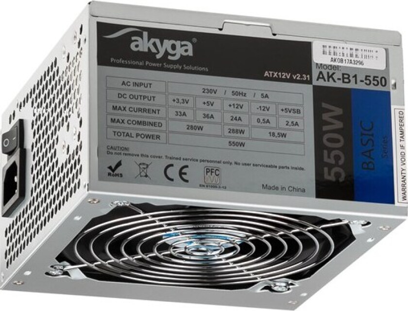 Basic Series Strømforsyning (PSU) - 550 Watt - 120 mm - 80 Plus
