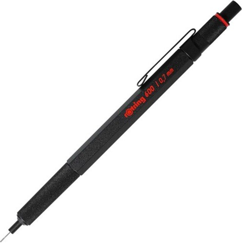 Bilde av 600 Mechanical Pencil | 0.7 mm | Black All-Metal Body Propelling Pencil | Non-Slip Knurled Grip & Hexagonal Barrel