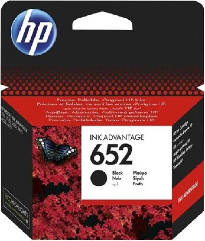 652 / F6V25AE Black Ink - Blekkpatron Dye-based black