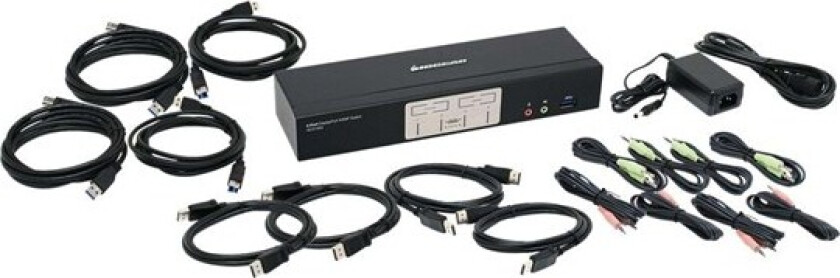 4-Port 4K DCI DisplayPort 1.2 KVMP Switch with USB 3.1 Gen1 Hub and Audio - KVM / audio / USB switch - 4 porte