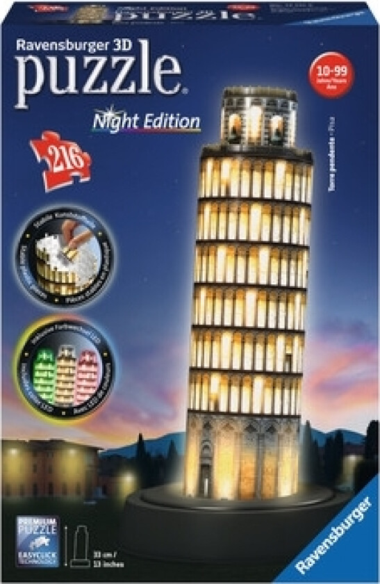 3D Puzzle - Tower of Pisa Night Edition 3D Puslespill