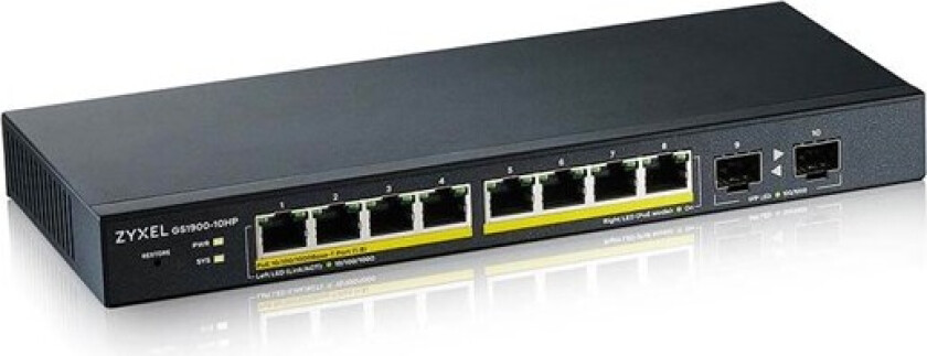 GS1900-10HP 8-port GbE Smart Managed PoE Switch with GbE Uplink