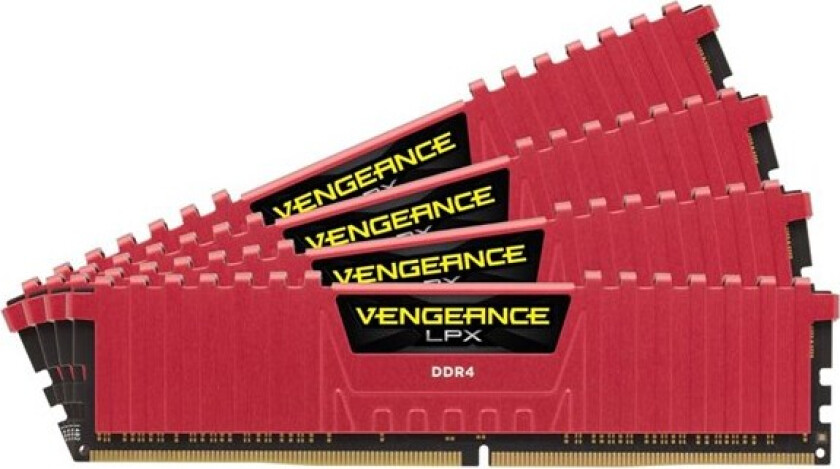 Vengeance LPX DDR4-2133 - 64GB - CL13 - Quad Channel (4 stk) - Intel XMP - Rød