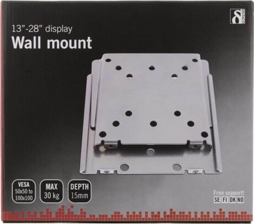 Veggbeslag til LCD-Plasma 30 kg 100 x 100 mm