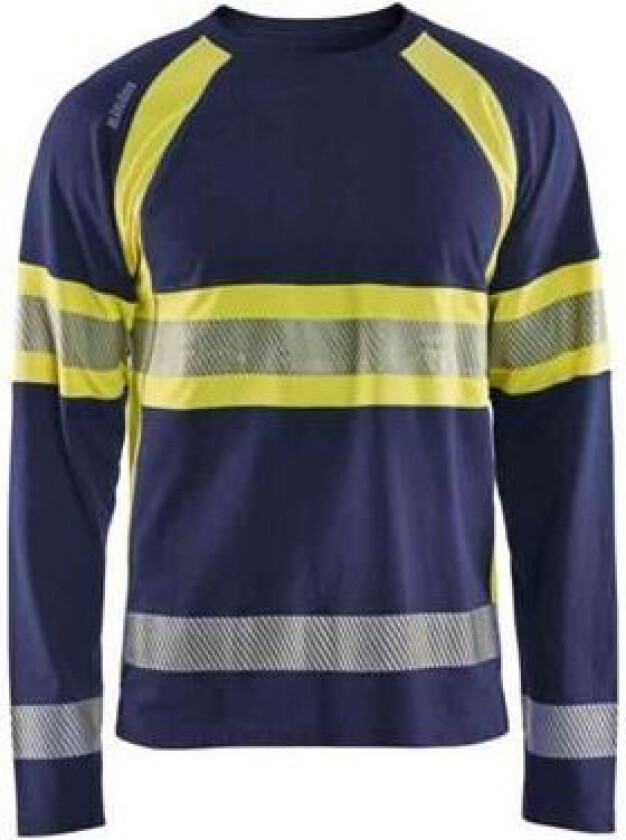 Blåkläder 351010308833XL T-skjorte varsel, marineblå/varselgul, langermet Marineblå/Varselgul