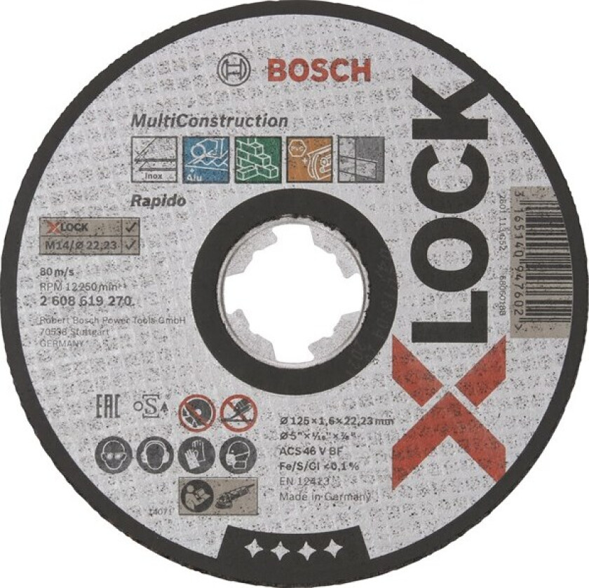 Bilde av 25 stk Bosch X-LOCK kutteskive Multi Construction, 125 x 1,6 mm