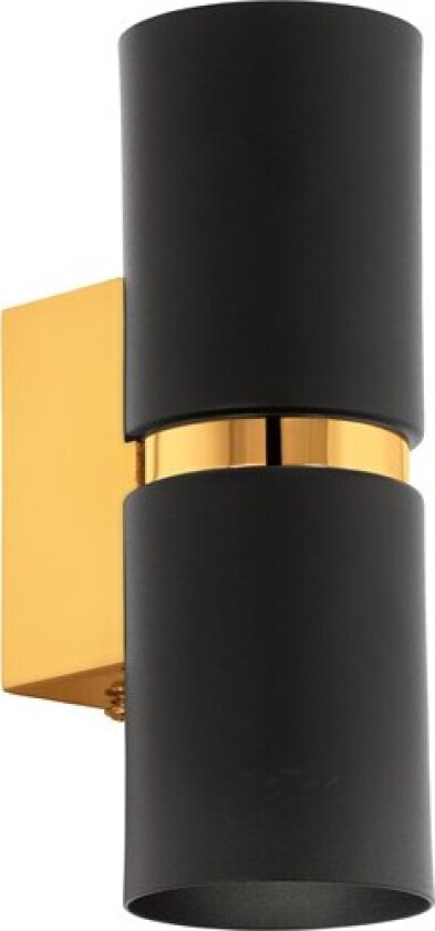 Passa Wall L60 svart/gull, GU10, 2X3W, 3000K
