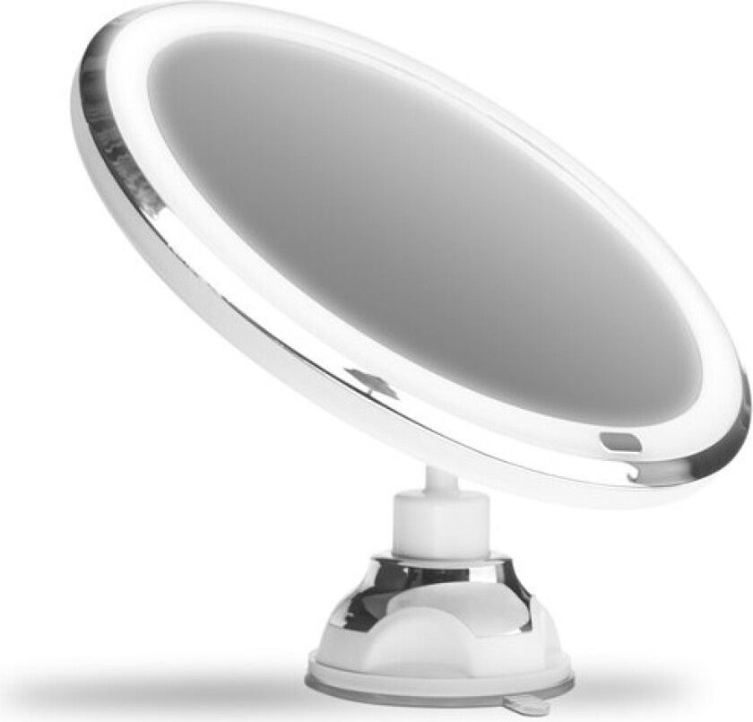 - Suction Cup Mirror w. Adjustable LED Light, Touch Function&10x Magnification