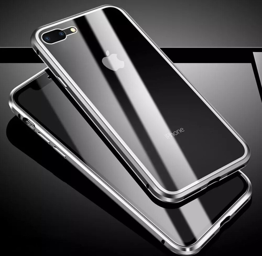 iPhone 8 Plus / 7 Plus Ultra-Strong 360 Grader Magnetisk Deksel - Sølv / Svart