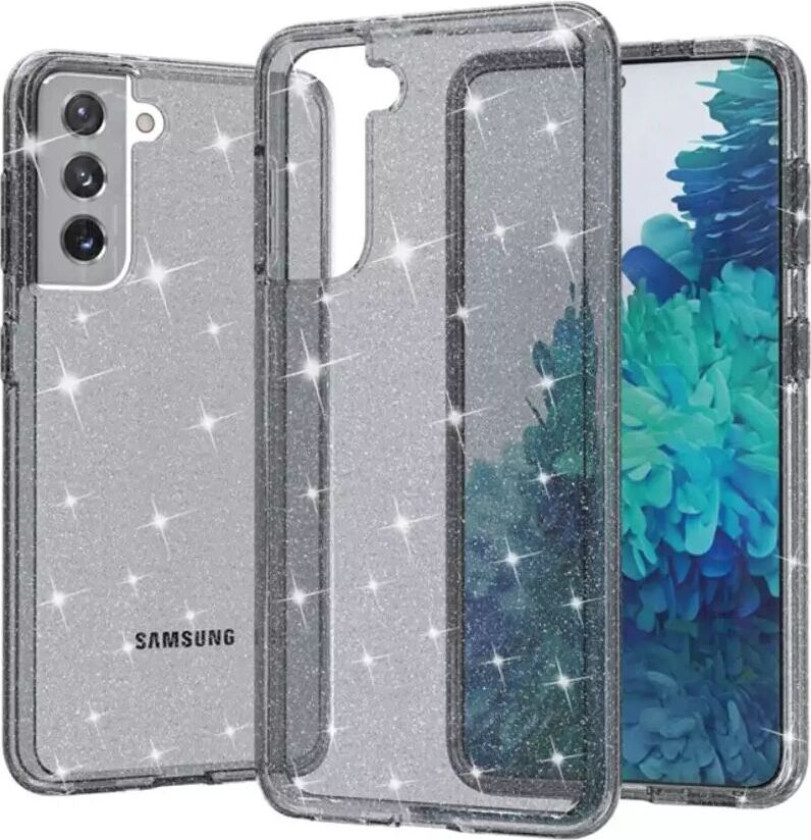 Samsung Galaxy S21 Glimmer Plastdeksel - Gjennomsiktig / Svart